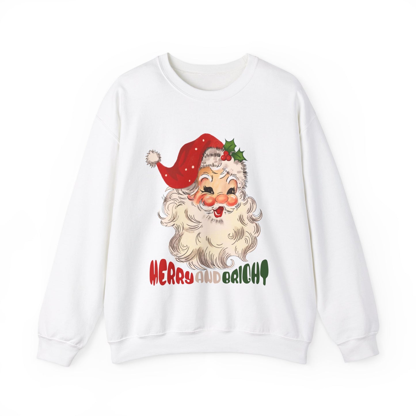 Merry And Bright Cute Santa Sweatshirt