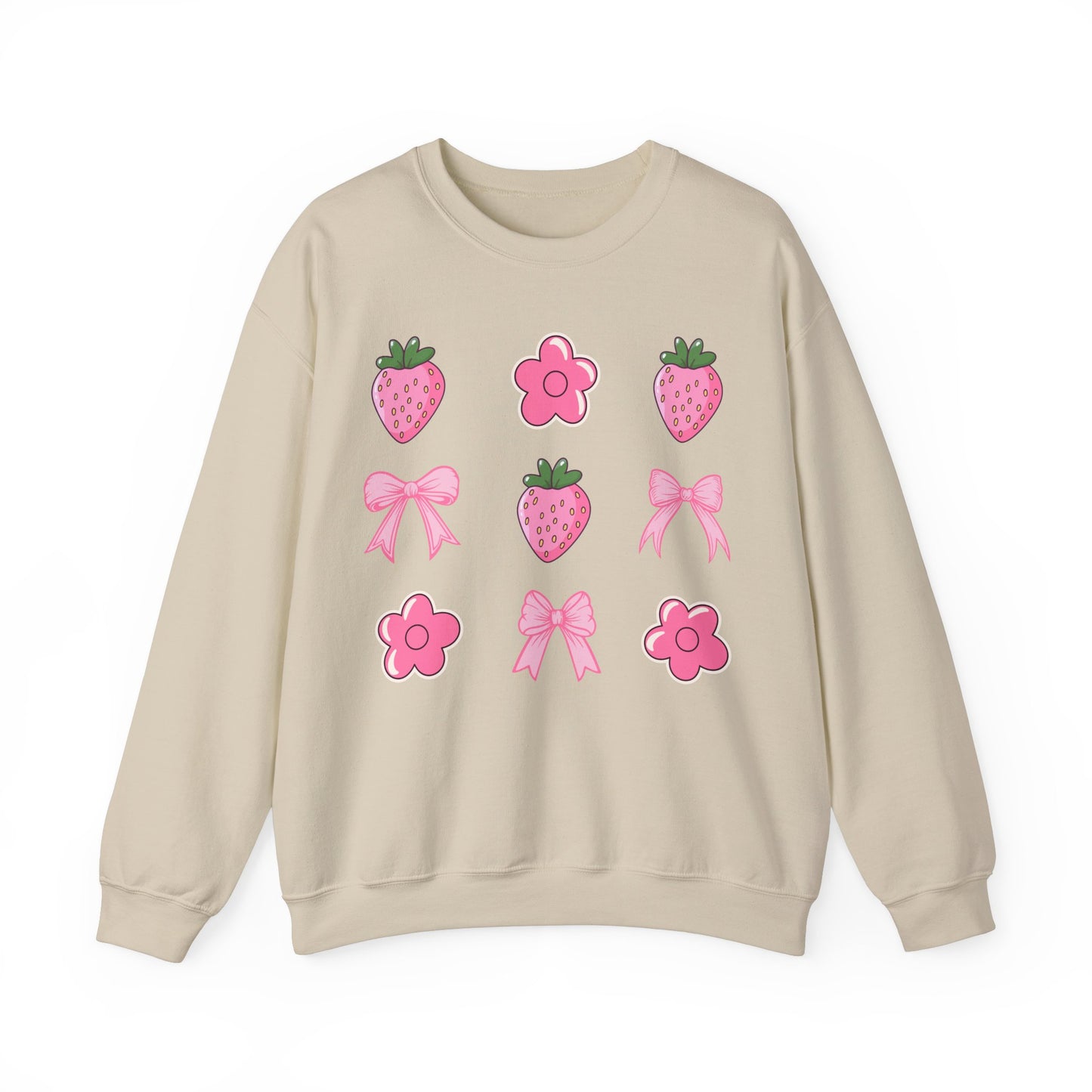 Pink Coquette Bows With Cute Flowers And Strawberries Sweatshirt