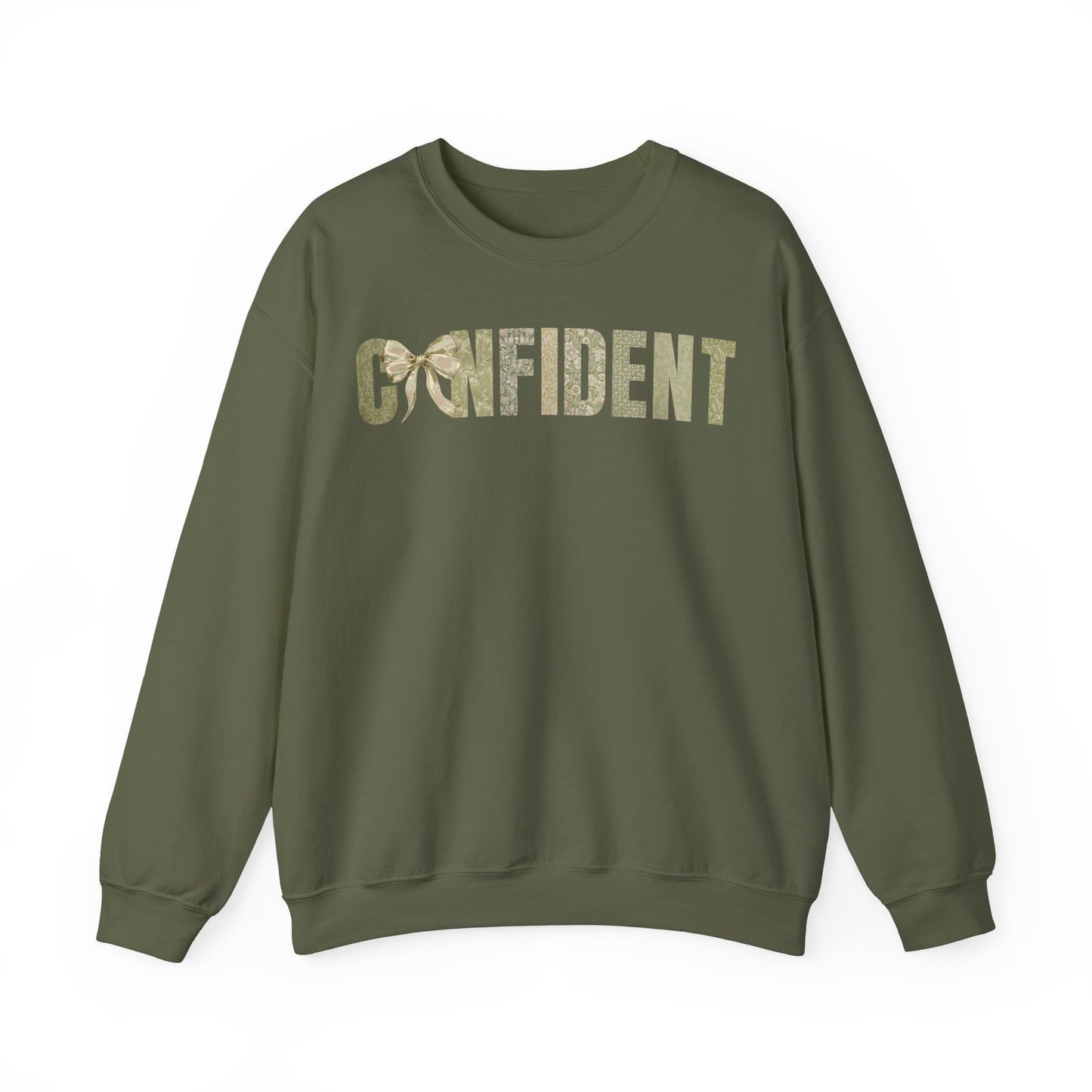 Confident With Coquette Bow Green Pattern Sweatshirt