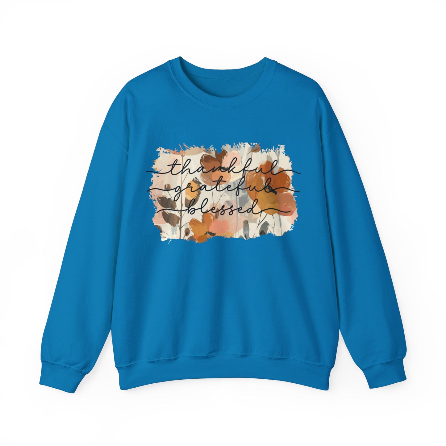 Thankful Grateful Blessed Floral Watercolor Sweatshirt