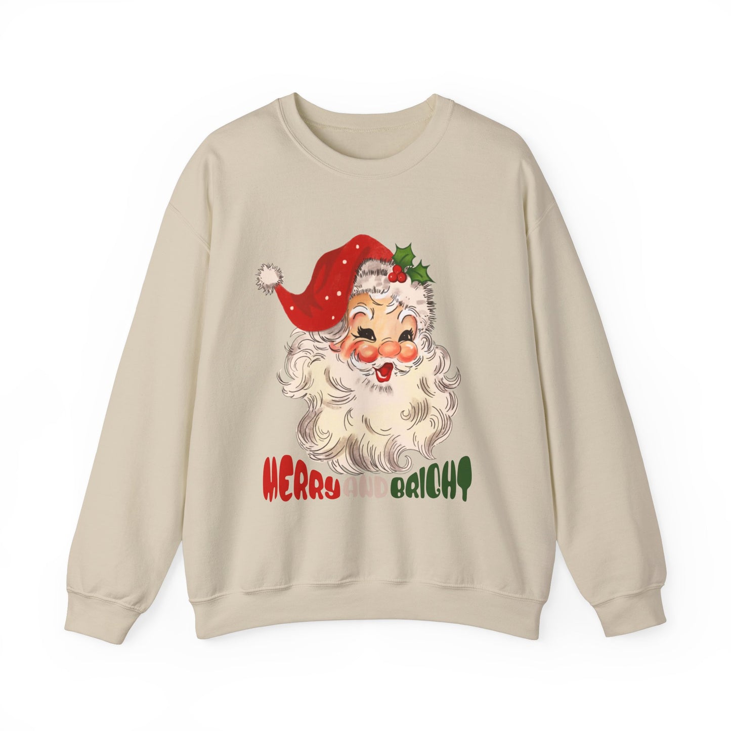 Merry And Bright Cute Santa Sweatshirt