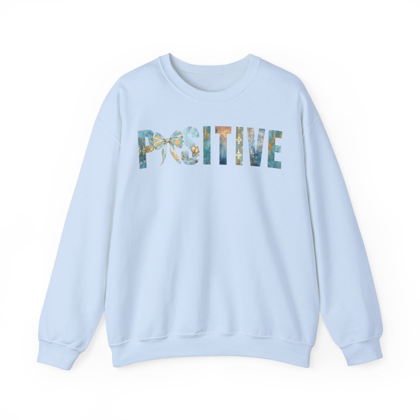 Positive Inspirational Coquette Bow Blue Golden Patterns Sweatshirt