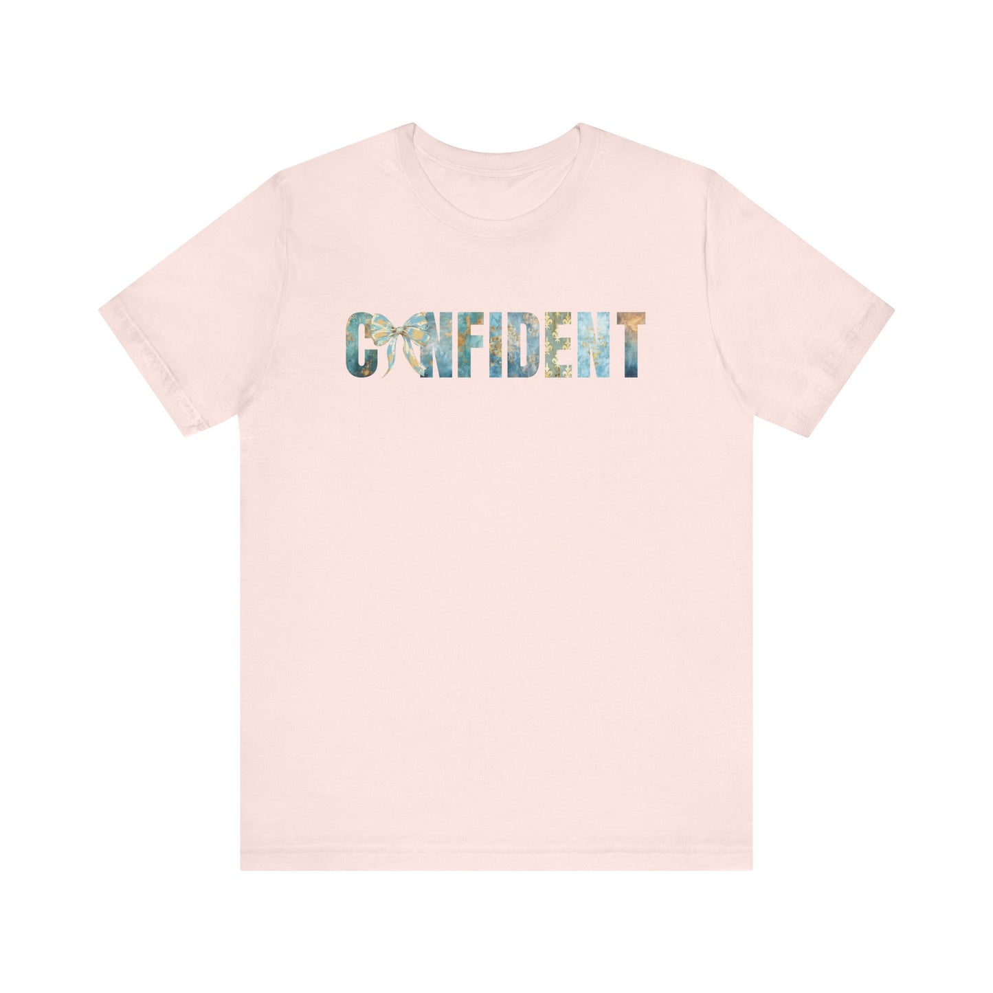 Confident With Blue and Golden Coquette Bow T-shirt