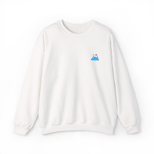 Embroidered Cute Kawaii Cartoon Cat and Cloud Sweatshirt