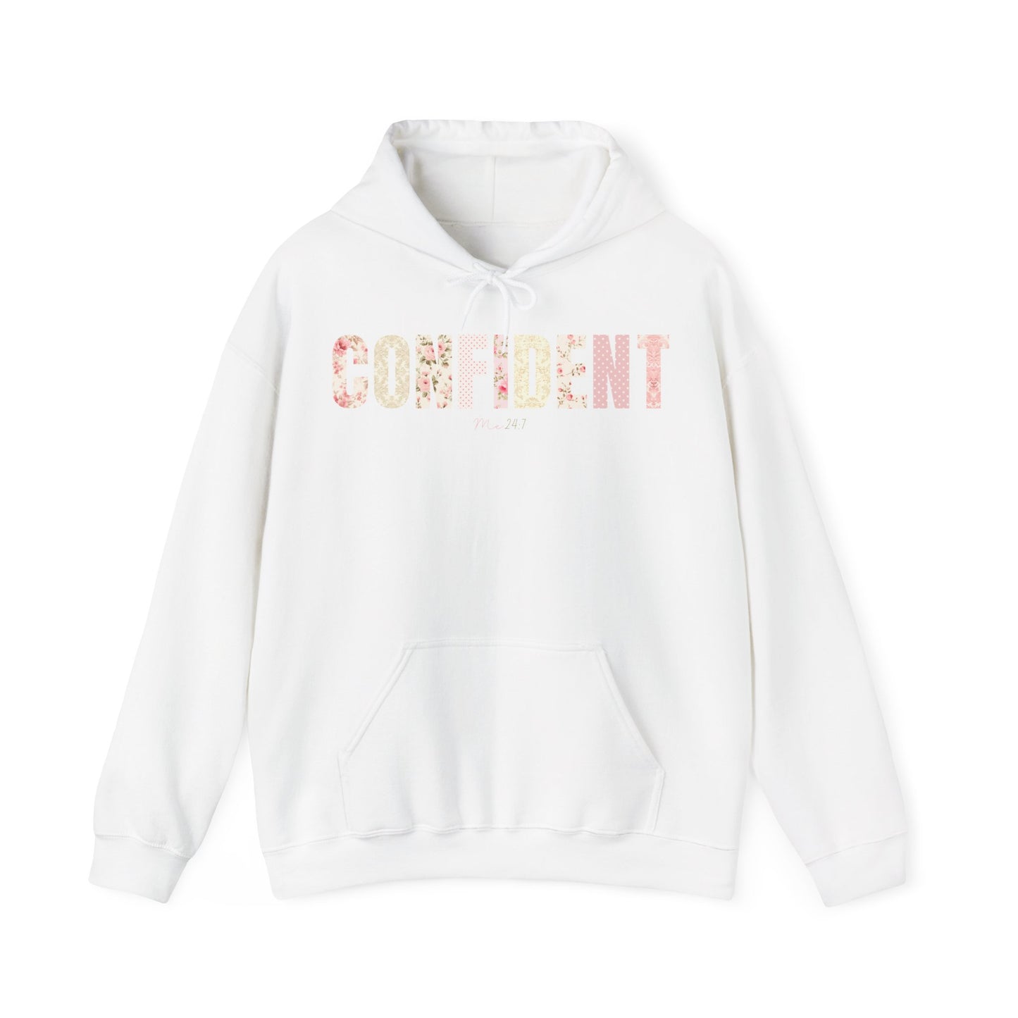 Confident Me 24:7 Pink Floral Patterns Hoodie