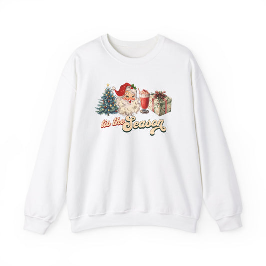 Tis The Season Christmas Tree Cute Santa And Gift Graphic Sweatshirt