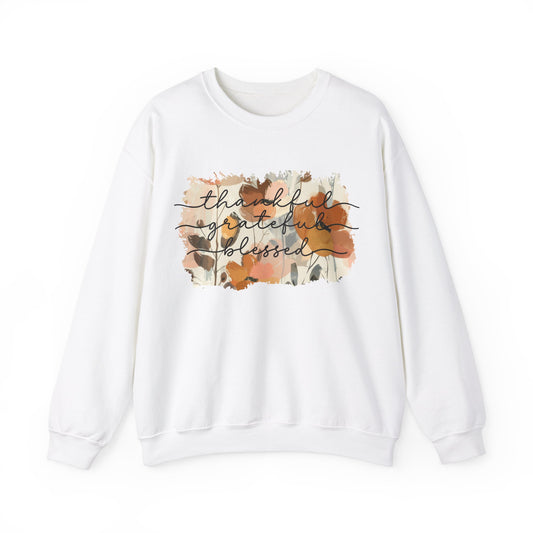 Thankful Grateful Blessed Floral Watercolor Sweatshirt