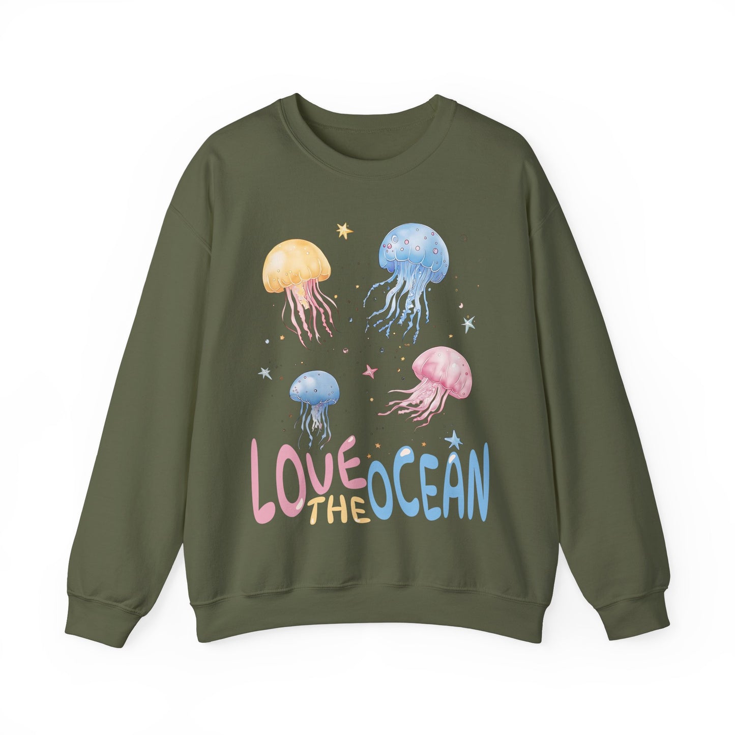 Love The Ocean Jellyfish and Stars Graphic Sweatshirt