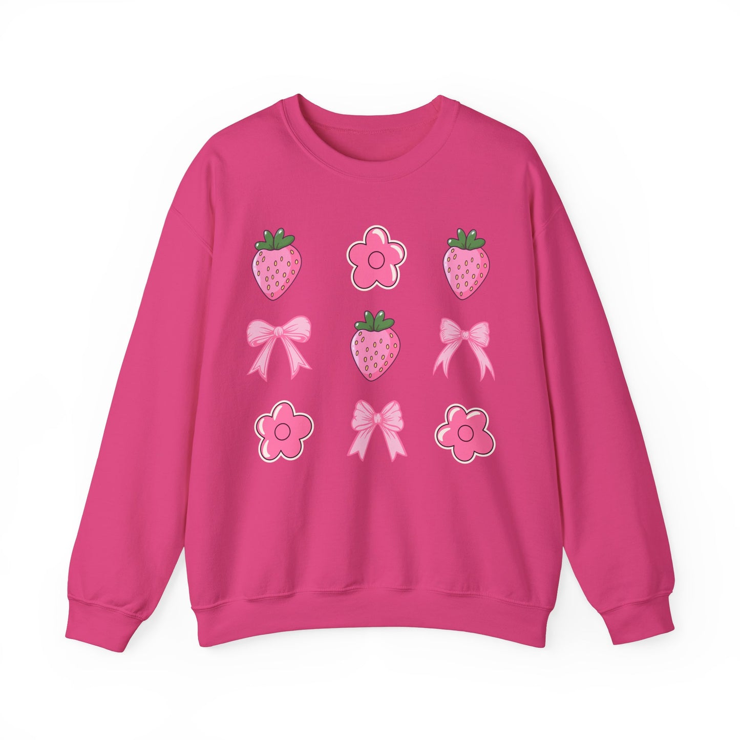 Pink Coquette Bows With Cute Flowers And Strawberries Sweatshirt