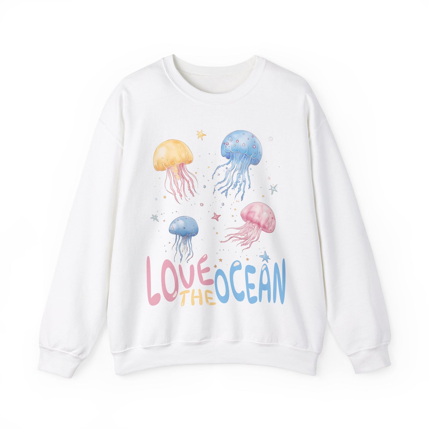 Love The Ocean Jellyfish and Stars Graphic Sweatshirt