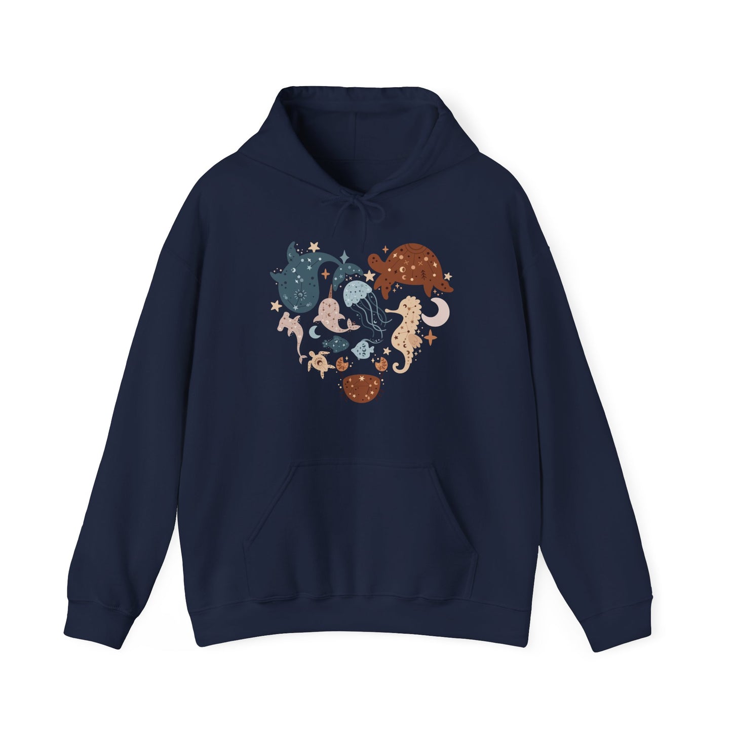 Celestial Sea Animals In Heart Shape Hoodie