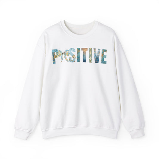 Positive Inspirational Coquette Bow Blue Golden Patterns Sweatshirt