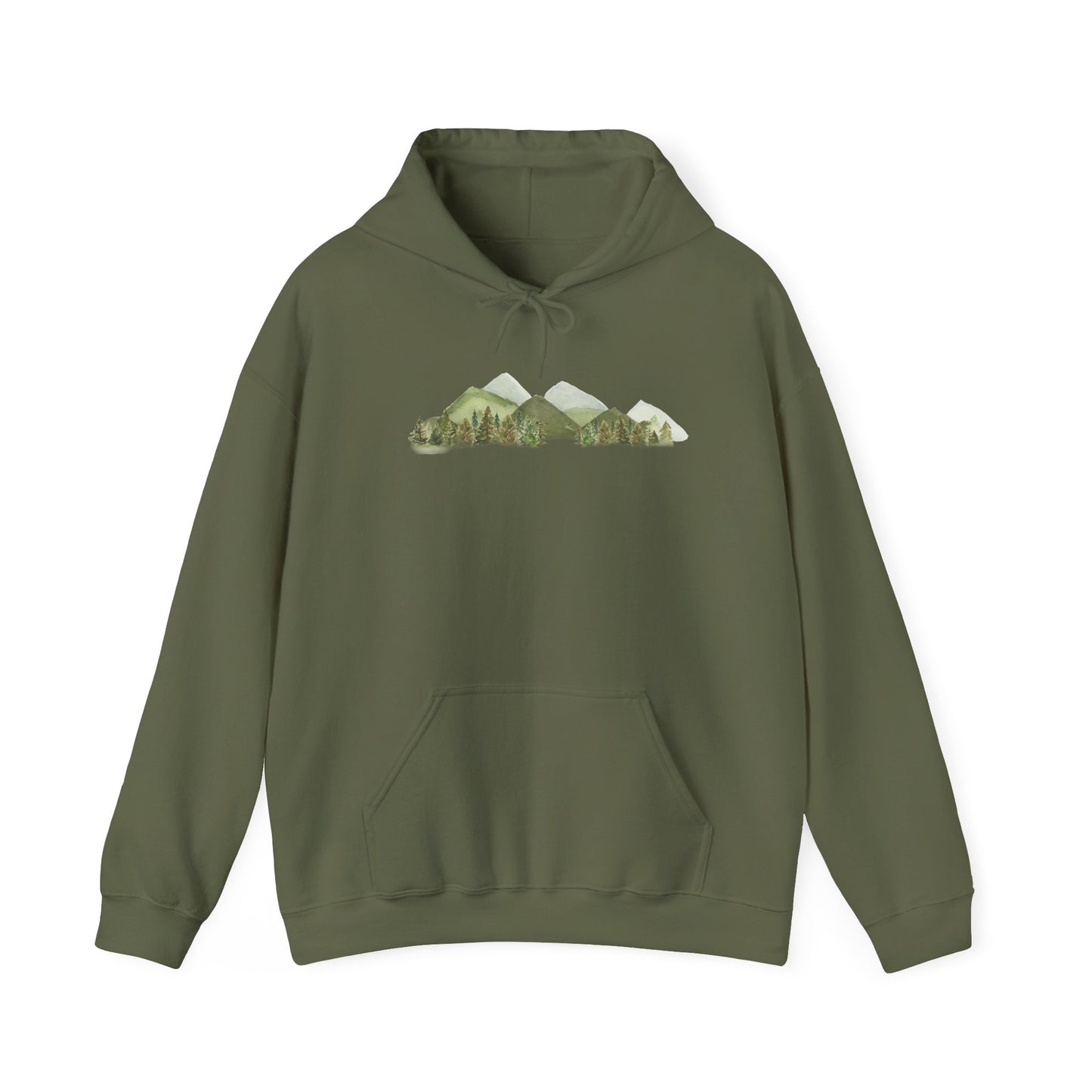 Watercolor Sage Green Mountain Hoodie