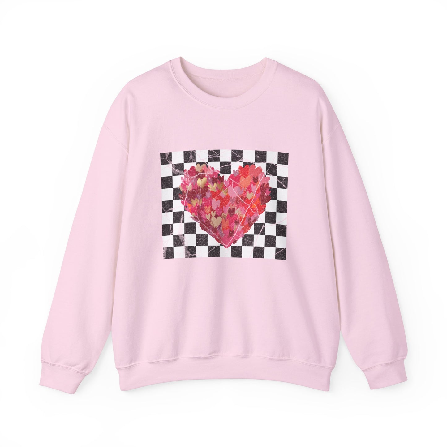 Retro Checkered Brushstroke Hearts Sweatshirt