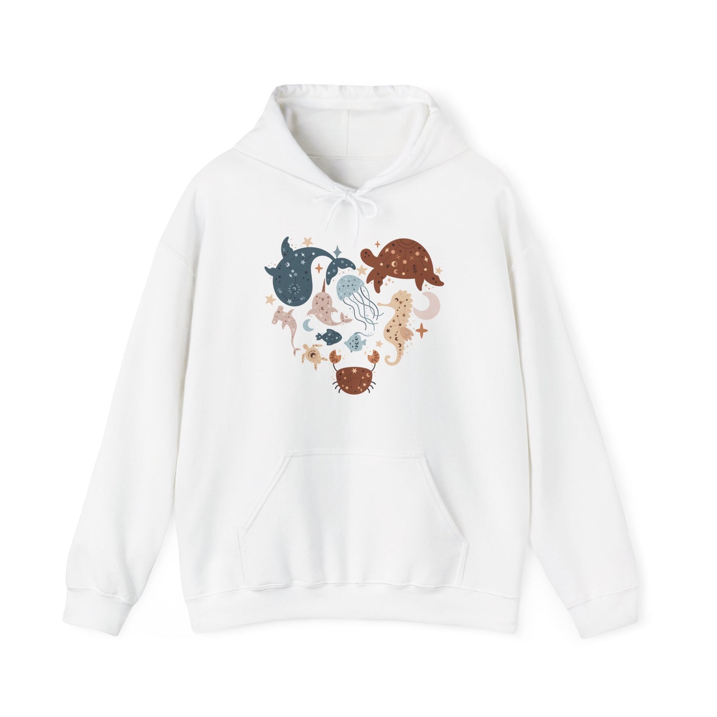 Celestial Sea Animals In Heart Shape Hoodie