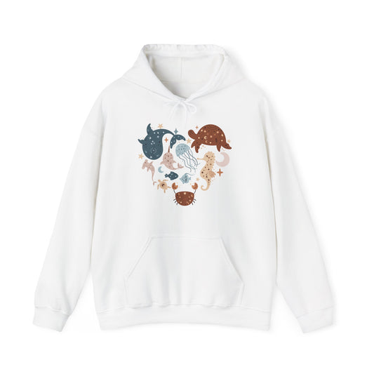 Celestial Sea Animals In Heart Shape Hoodie