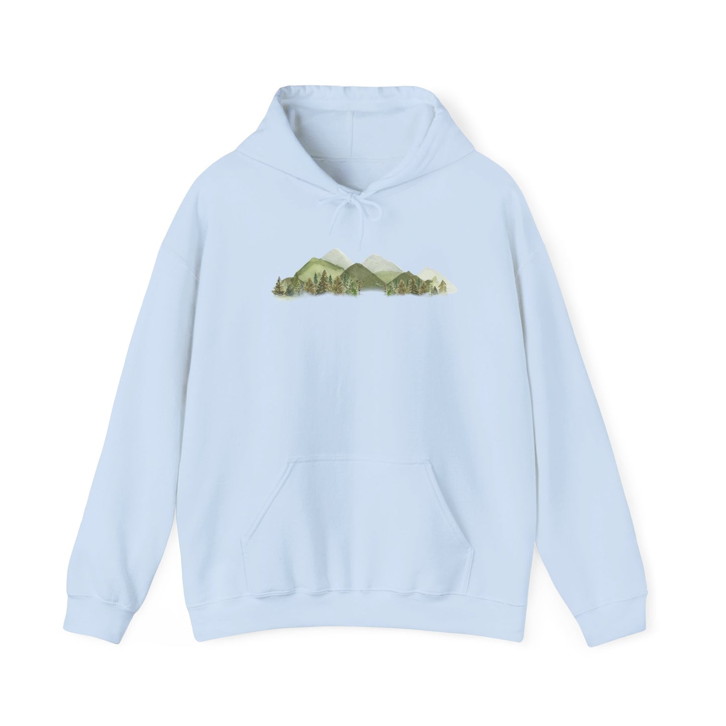 Watercolor Sage Green Mountain Hoodie