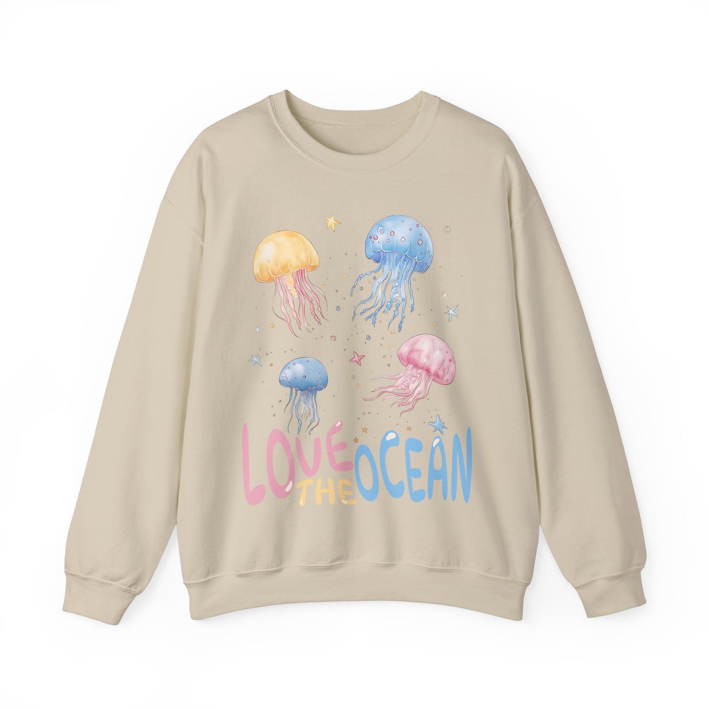 Love The Ocean Jellyfish and Stars Graphic Sweatshirt