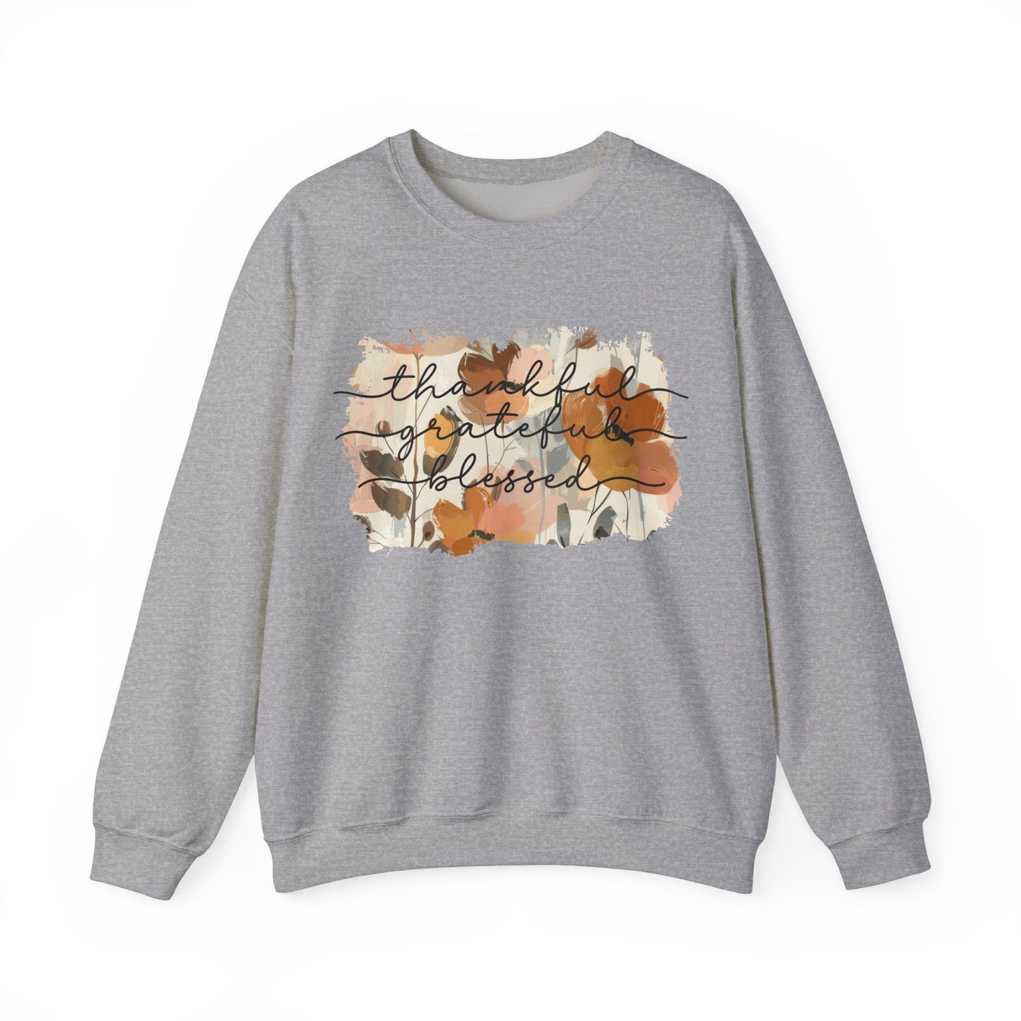 Thankful Grateful Blessed Floral Watercolor Sweatshirt