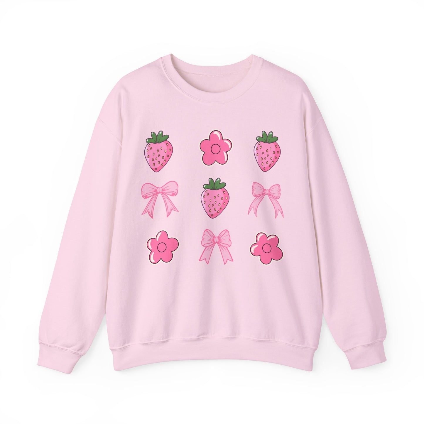 Pink Coquette Bows With Cute Flowers And Strawberries Sweatshirt