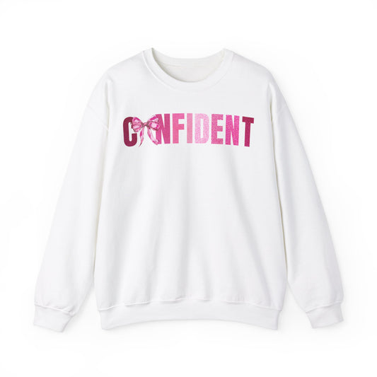 Confident Glitter Pink Coquette Bow Sweatshirt