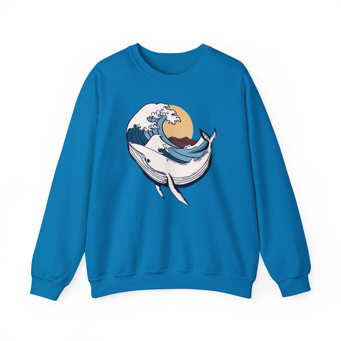 Whale and Ocean Waves With Sun Graphic Sweatshirt