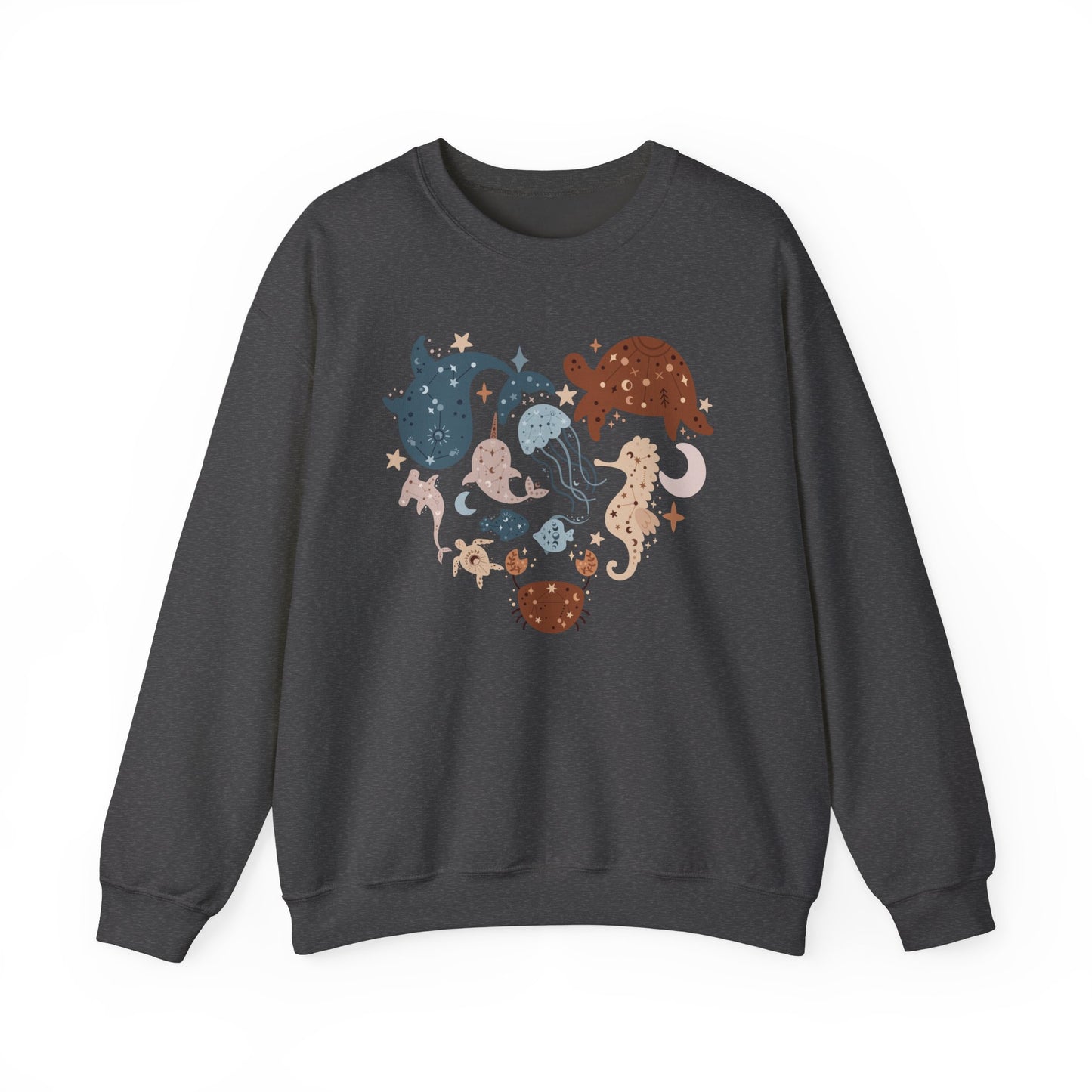 Celestial Sea Animals In Heart Shape Sweatshirt