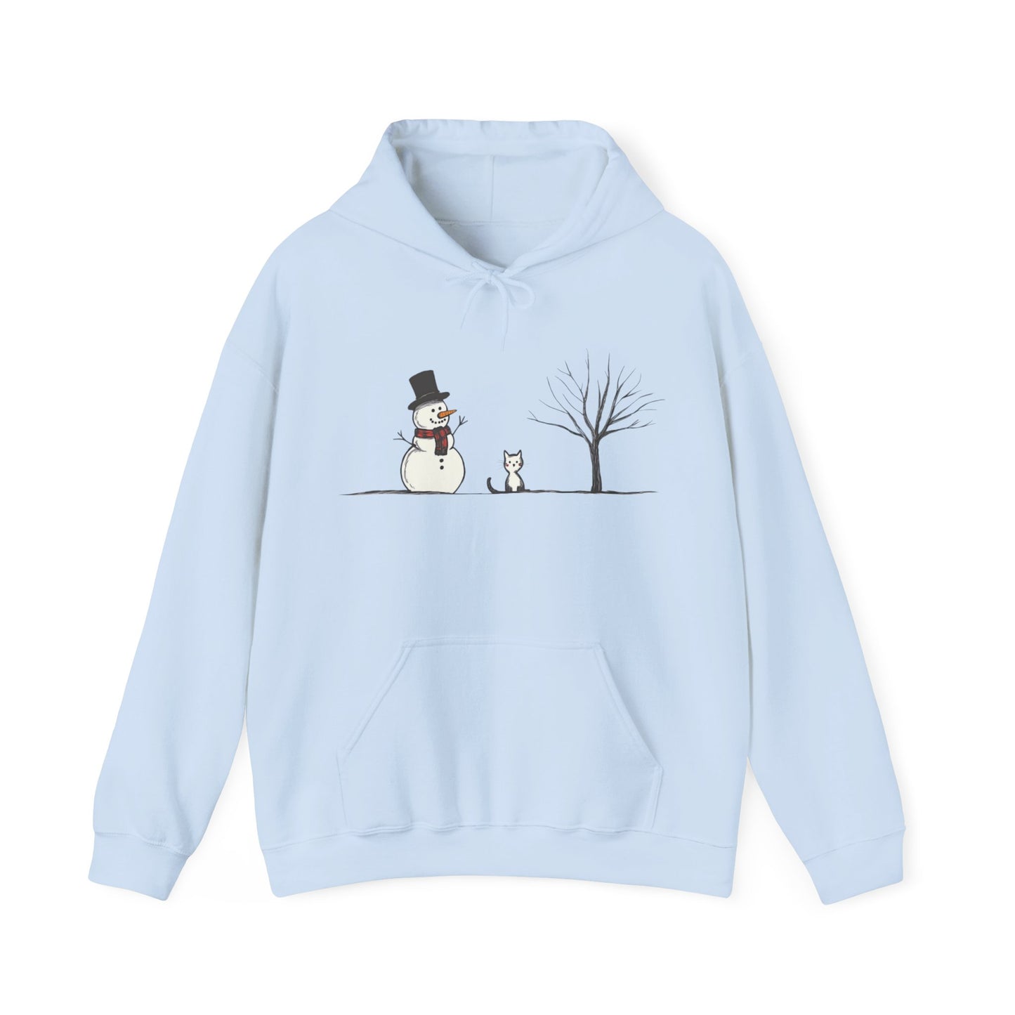 Snowman Tree And Cat Hoodie