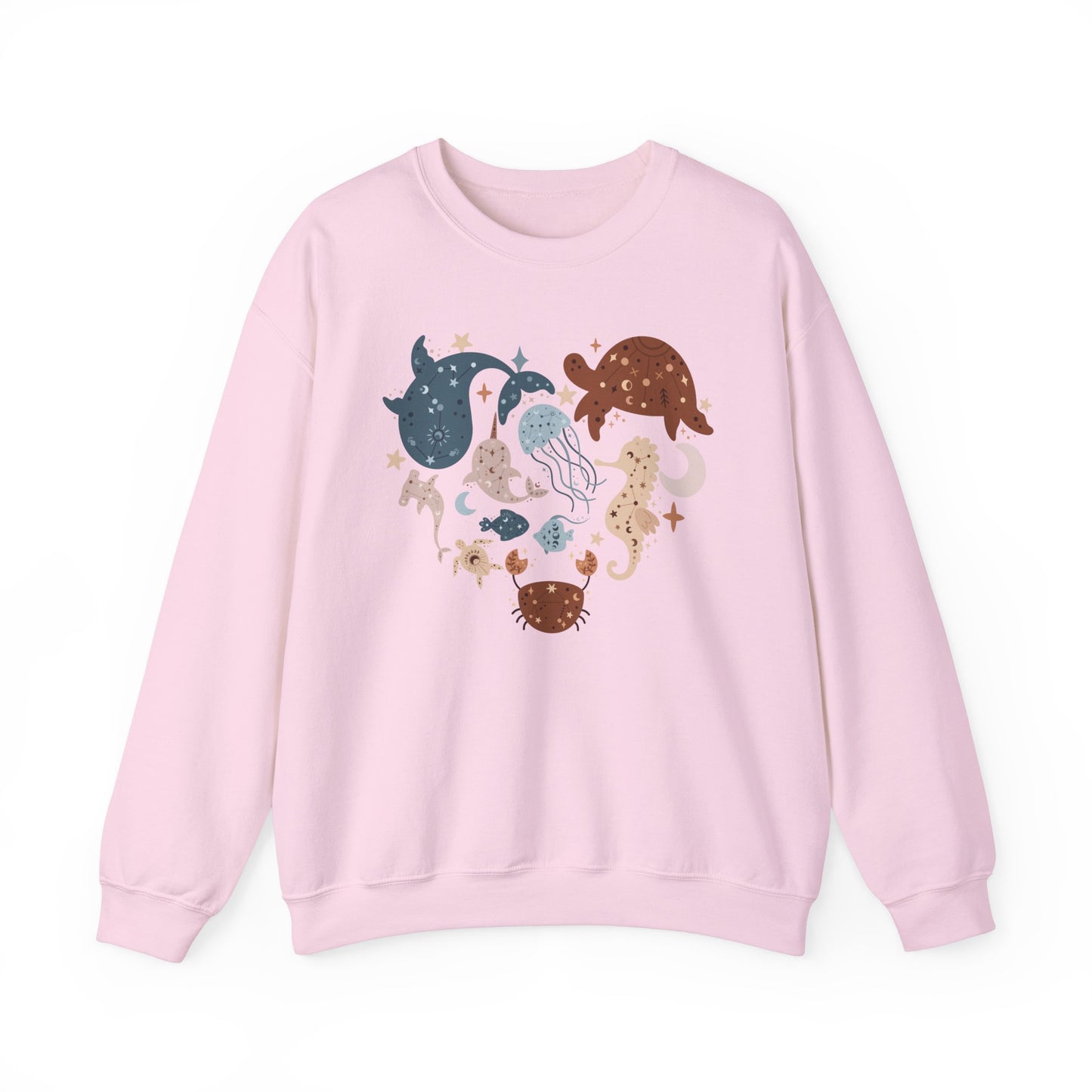 Celestial Sea Animals In Heart Shape Sweatshirt