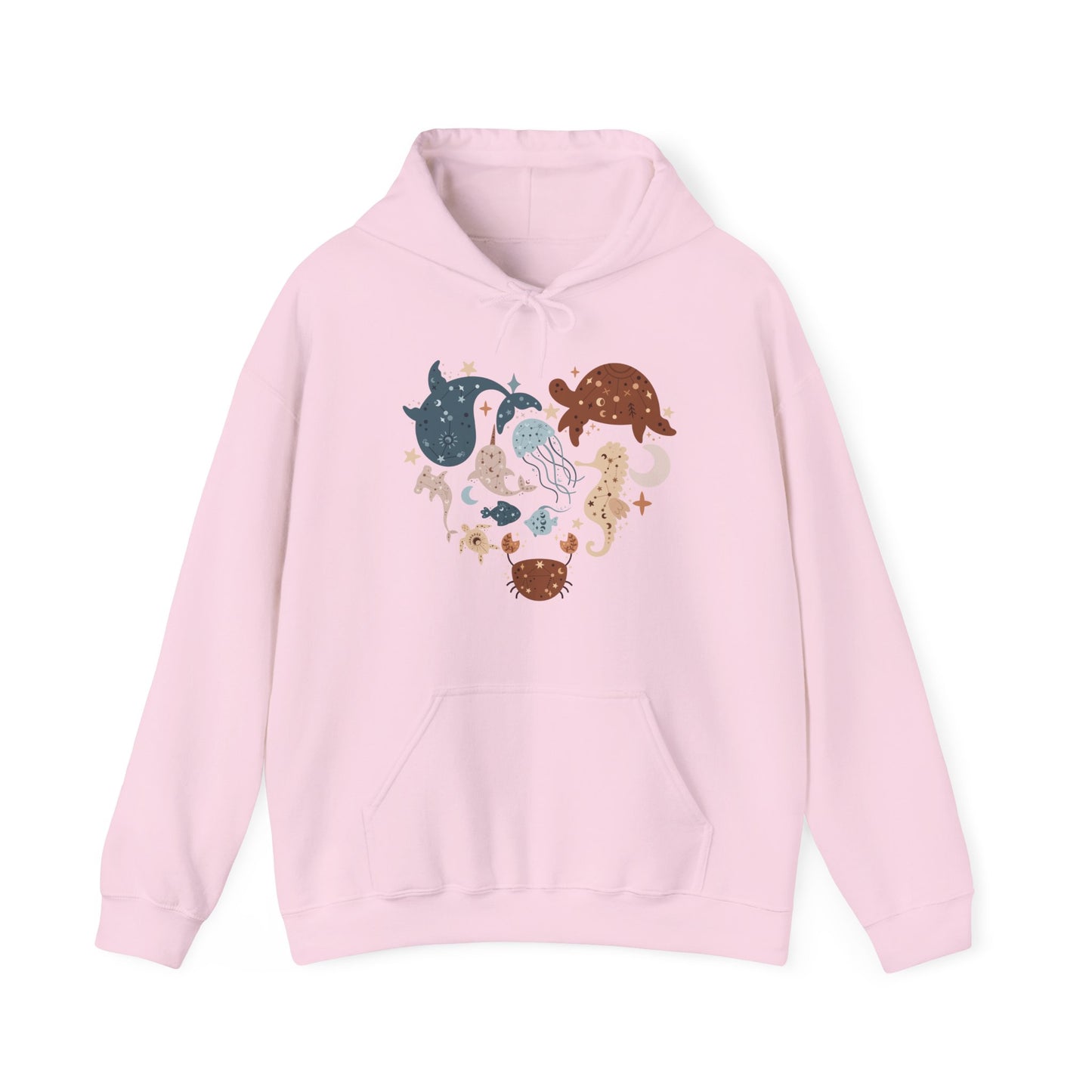 Celestial Sea Animals In Heart Shape Hoodie