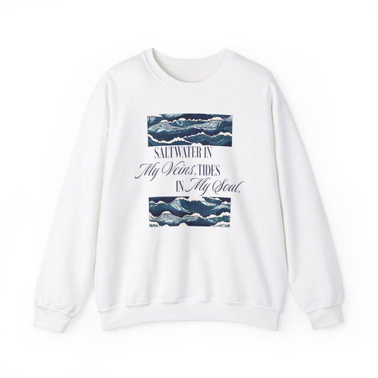 Saltwater In My Veins Tides In My Soul Ocean Waves Graphic Sweatshirt