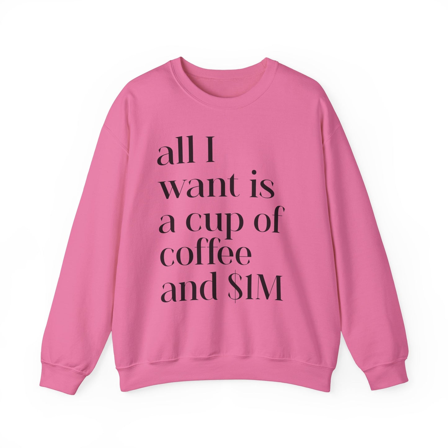 All I Want Is a Cup of Coffee and 1M Dollars Sweatshirt