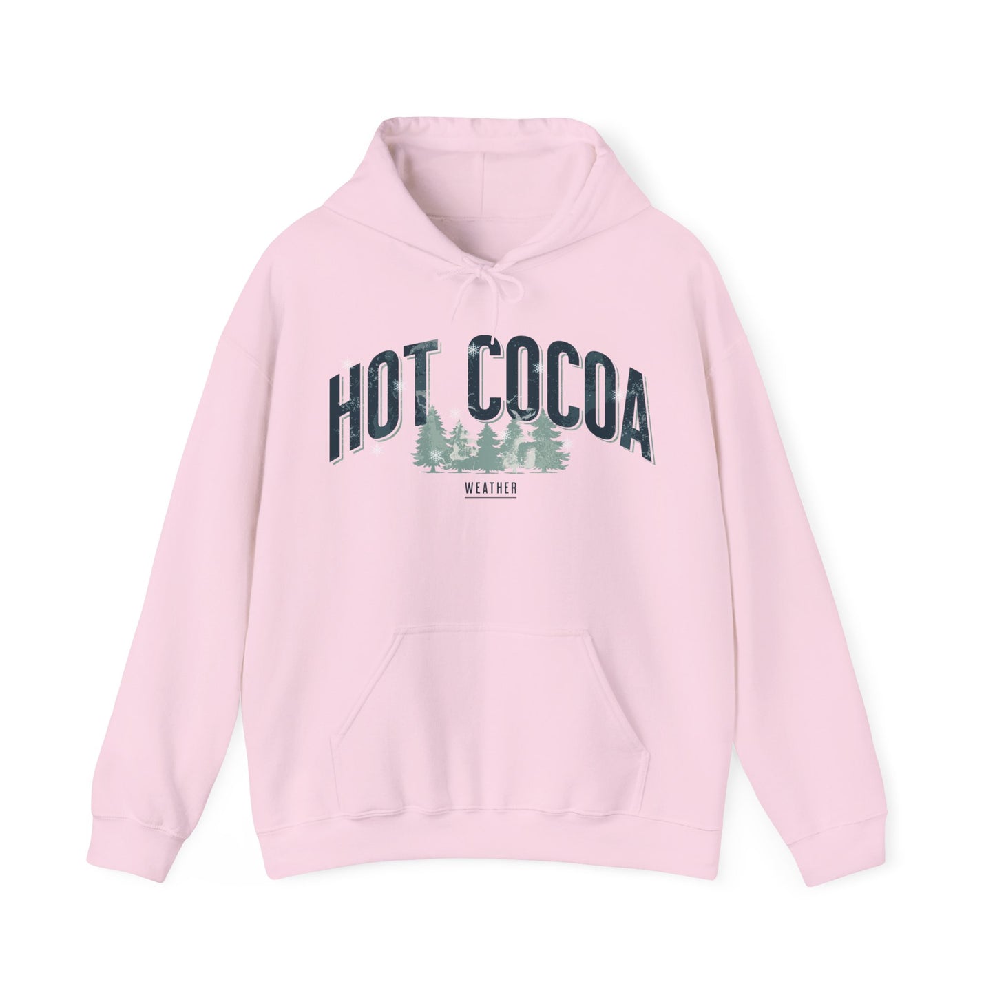 Hot Cocoa Weather Vintage Pine Trees & Snow Graphic Hoodie