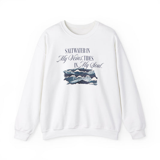 Saltwater In My Veins Tides In My Soul With Ocean Waves Graphic Sweatshirt