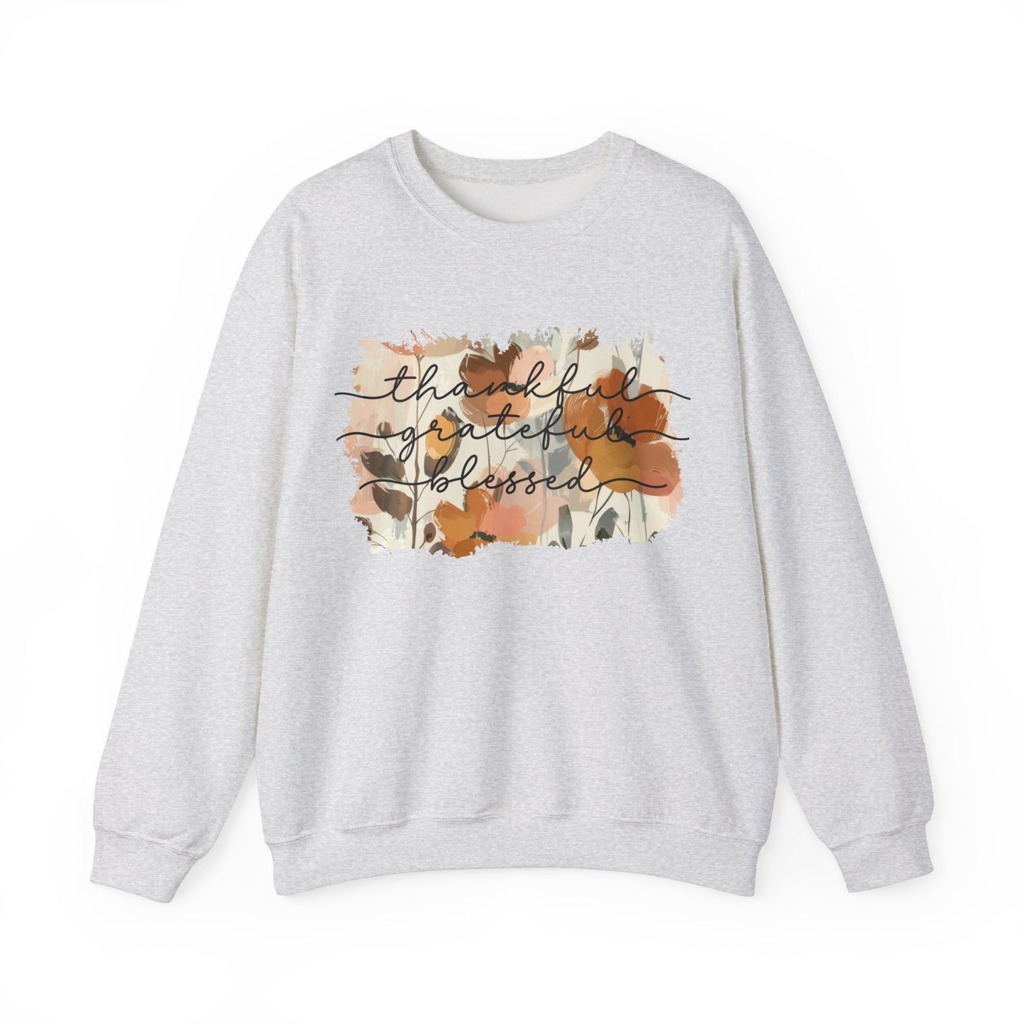 Thankful Grateful Blessed Floral Watercolor Sweatshirt