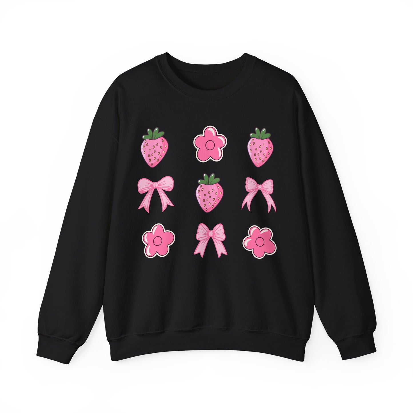 Pink Coquette Bows With Cute Flowers And Strawberries Sweatshirt