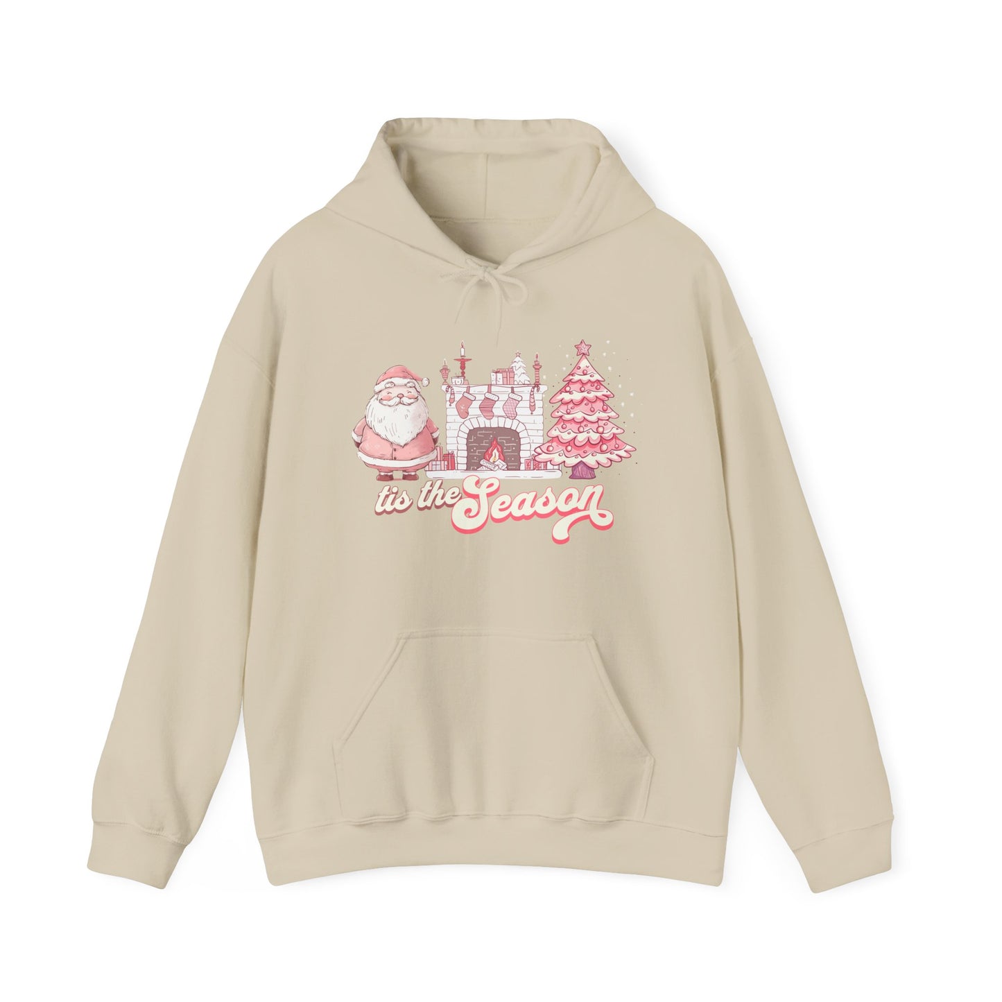 Tis The Season Cute Pink Christmas Graphic Hoodie