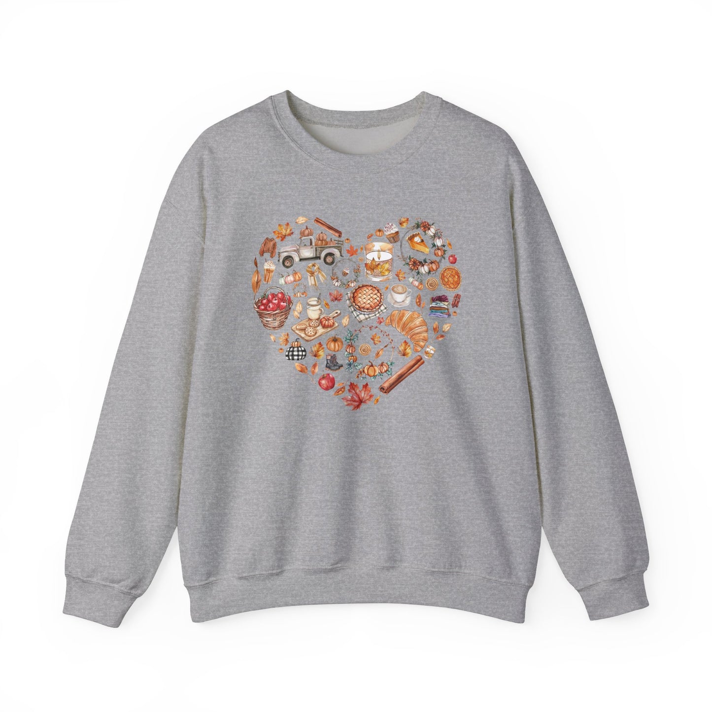 Fall Graphics In Heart Shape Sweatshirt