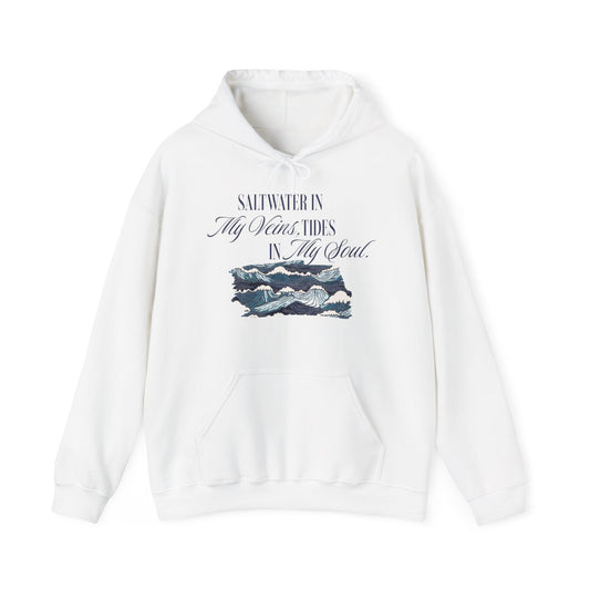 Saltwater In My Veins Tides In My Soul With Ocean Waves Graphic Hoodie