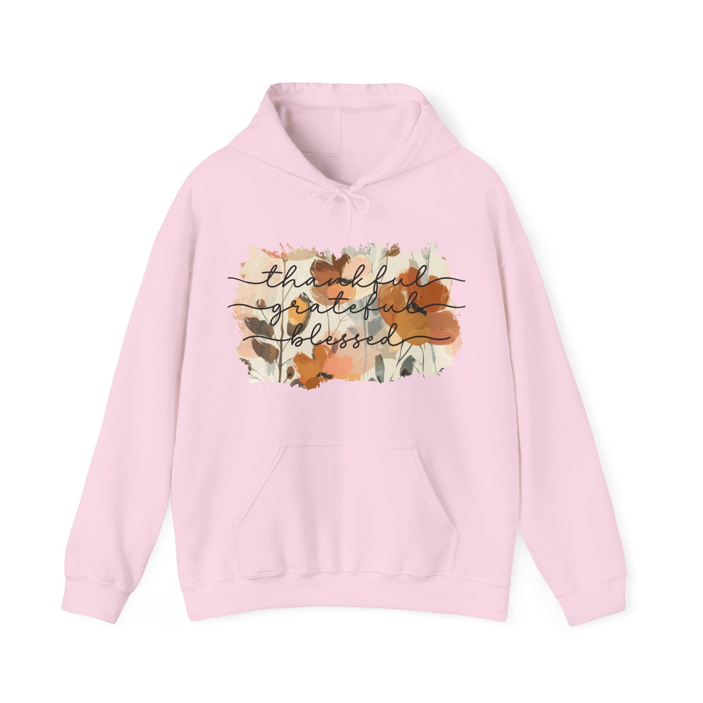 Thankful Grateful Blessed Watercolor Floral Hoodie
