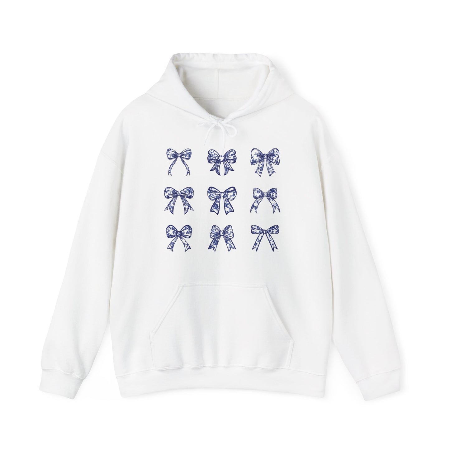 Blue Toile De Jouy Coquette Bows Hoodie