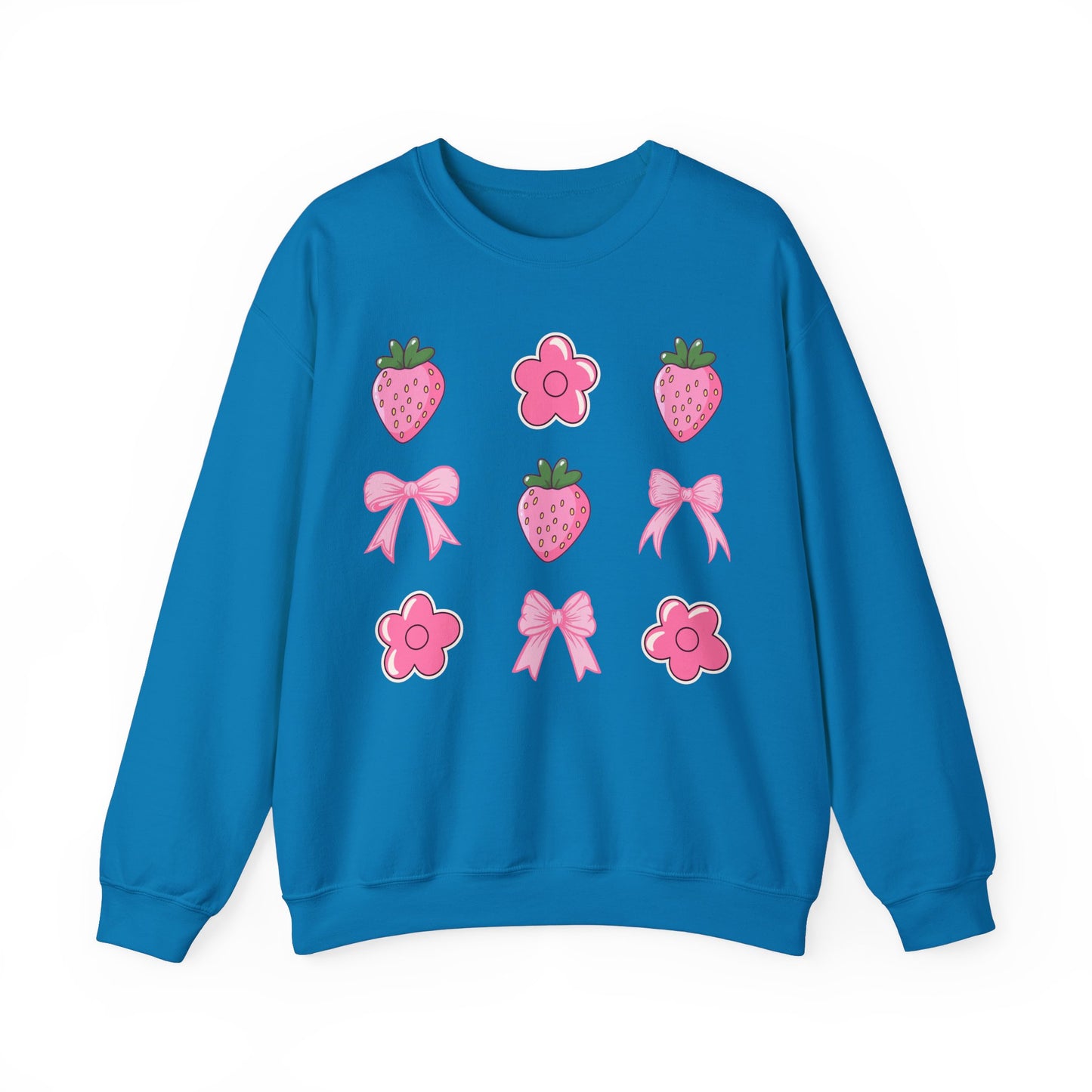 Pink Coquette Bows With Cute Flowers And Strawberries Sweatshirt