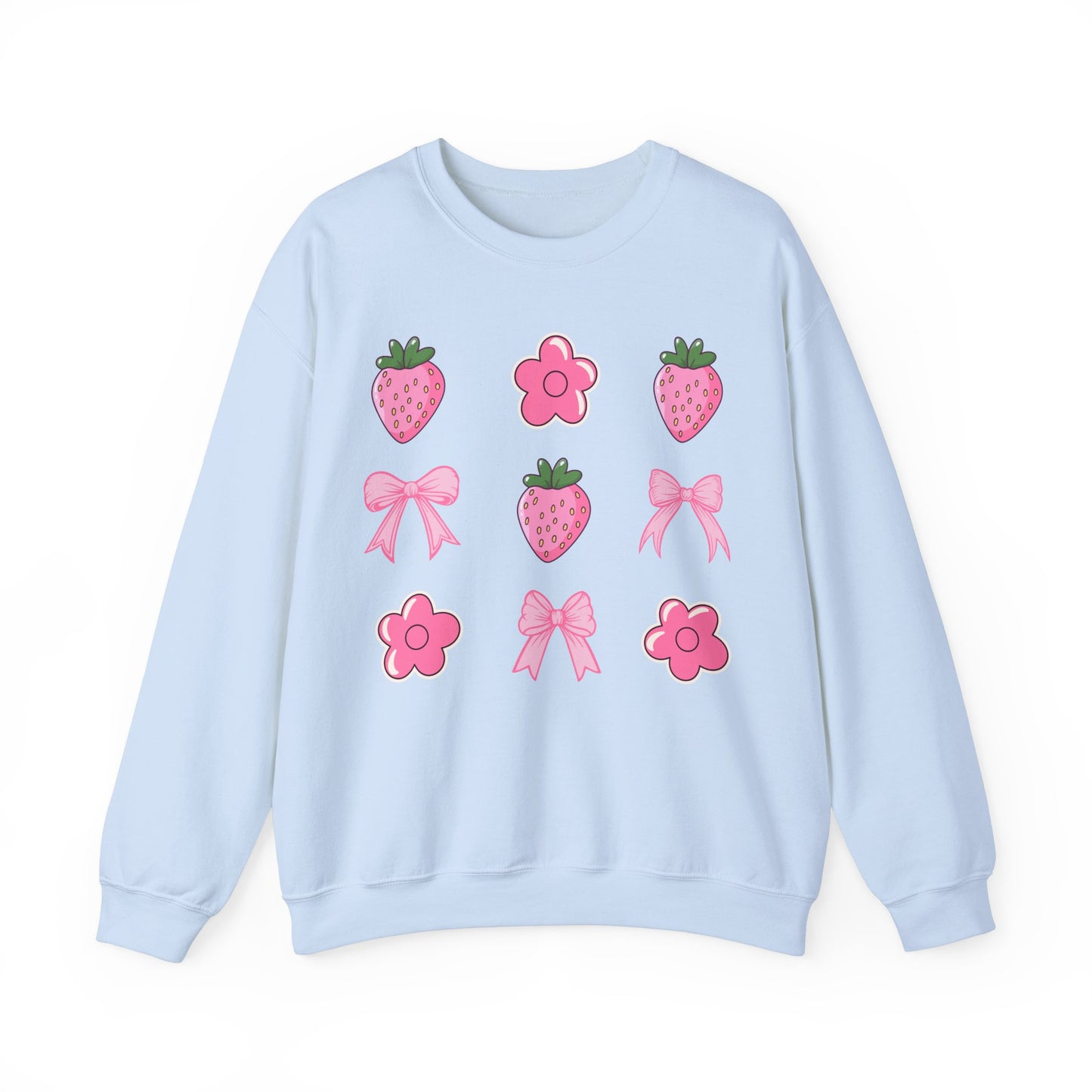 Pink Coquette Bows With Cute Flowers And Strawberries Sweatshirt