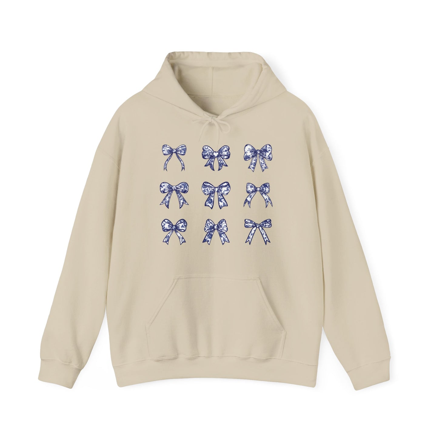Blue Toile De Jouy Coquette Bows Hoodie