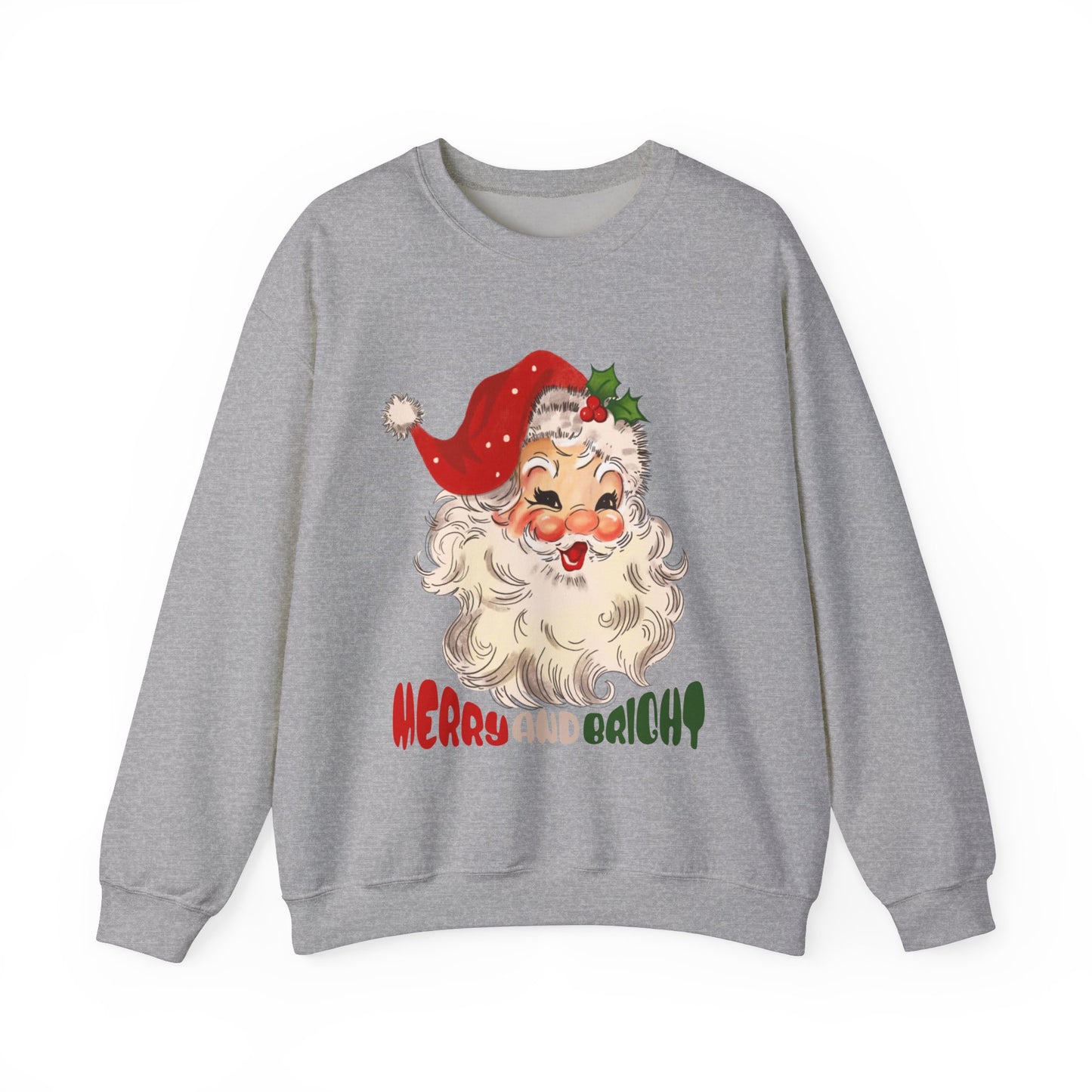 Merry And Bright Cute Santa Sweatshirt