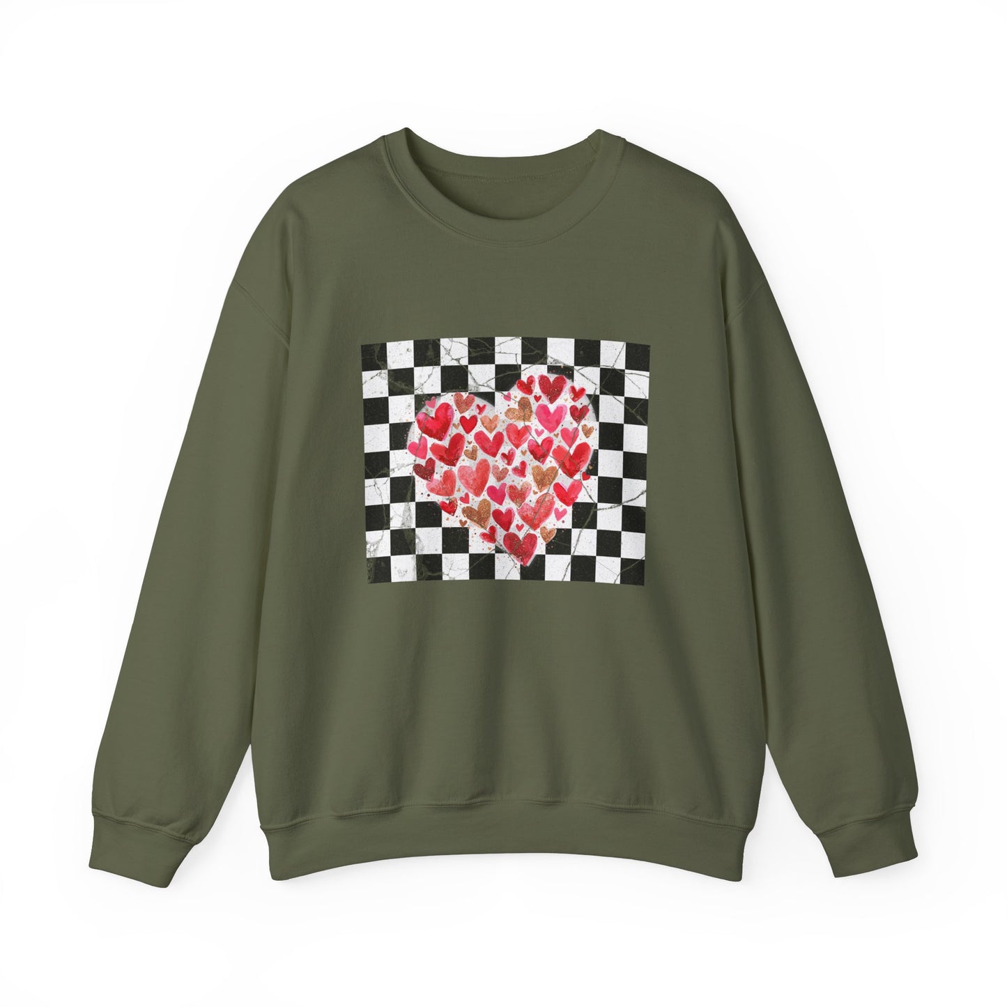 Retro Checkered Heart Sweatshirt