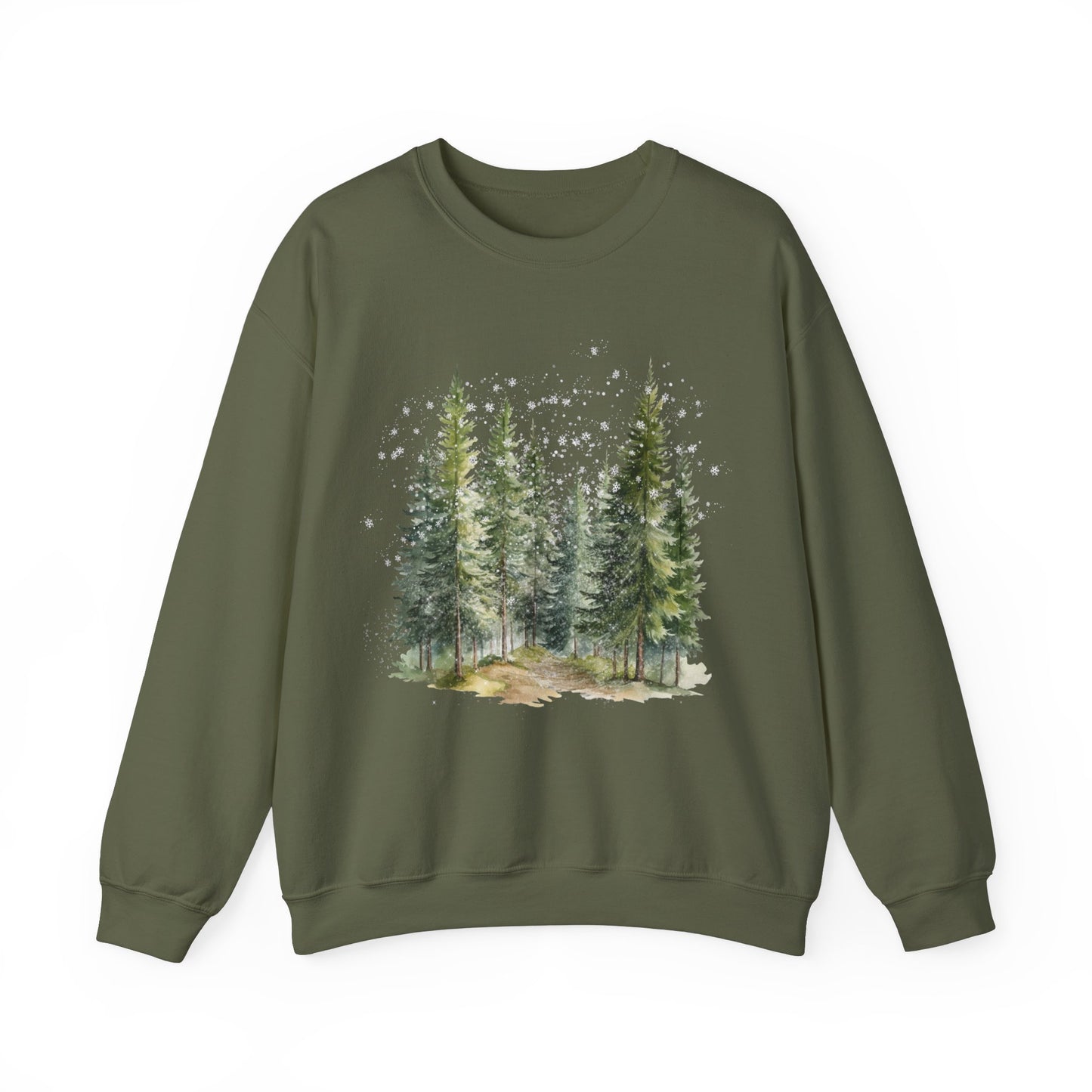 Snowy Pine Trees Graphic Sweatshirt