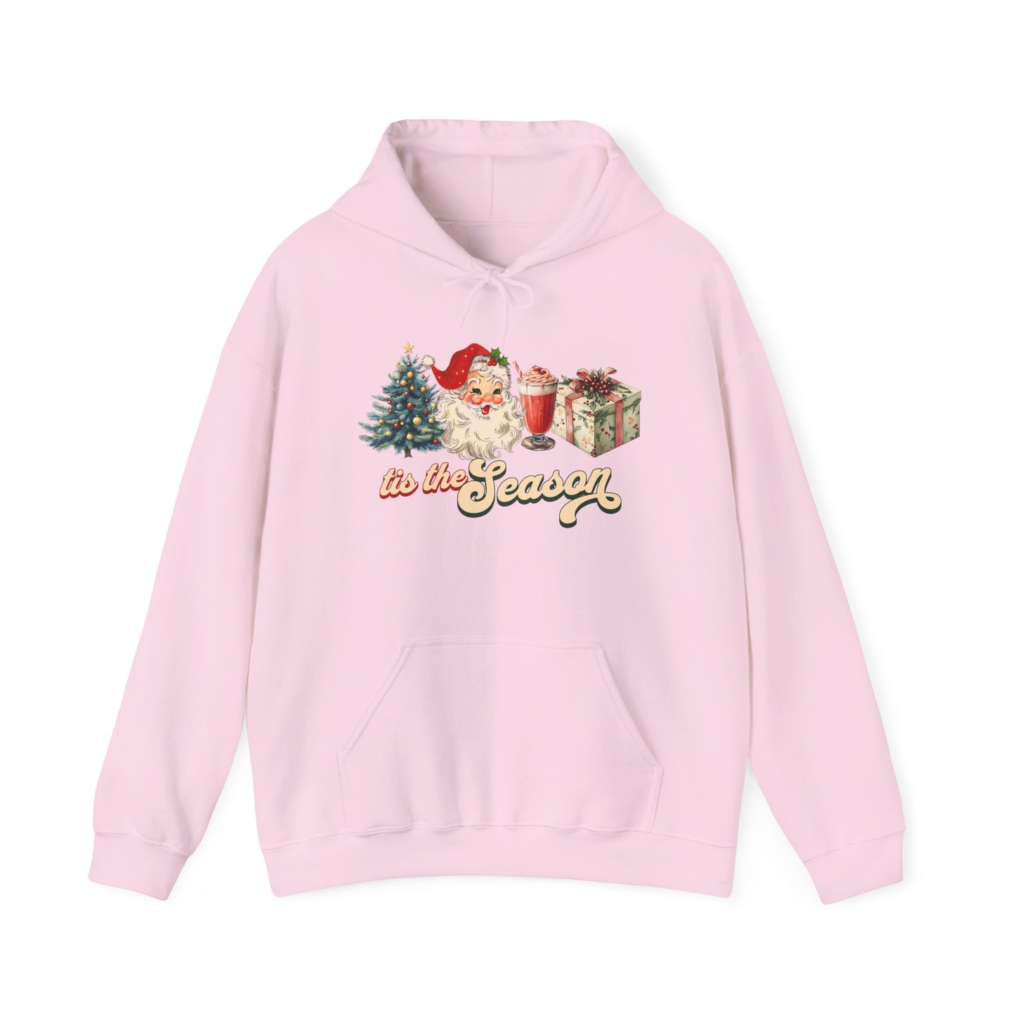 Tis The Season Christmas Tree Cute Santa And Gift Graphic Hoodie