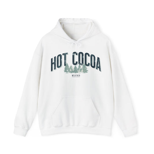 Hot Cocoa Weather Vintage Pine Trees & Snow Graphic Hoodie