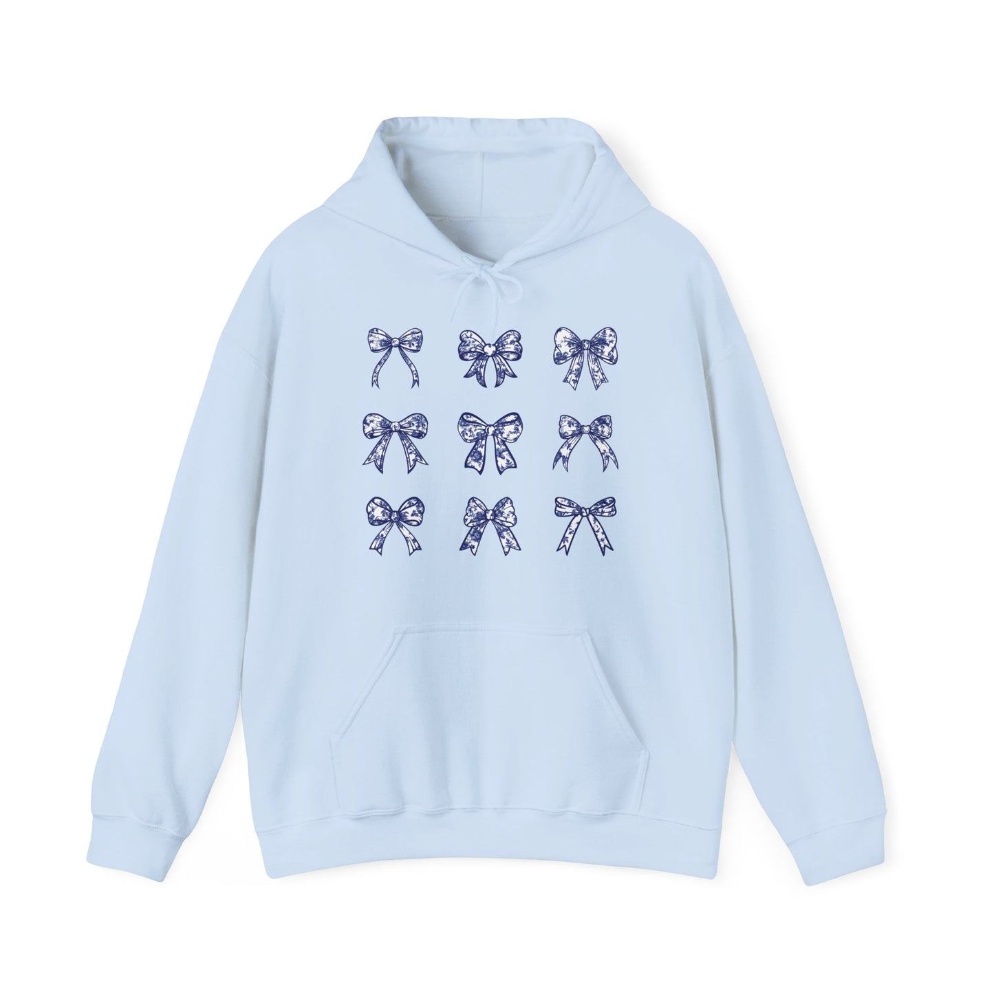 Blue Toile De Jouy Coquette Bows Hoodie